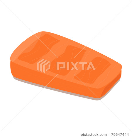 Piece of fresh red fish on white background - Vector Piece of fresh red fish on white background - Vector 79647444