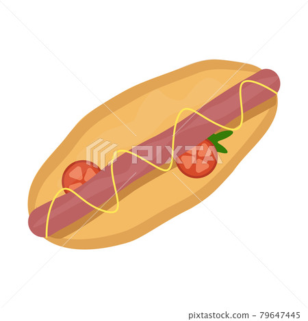 Realistic Sandwich with Sausage and Fresh Vegetables - Vector Realistic Sandwich with Sausage and Fresh Vegetables - Vector 79647445