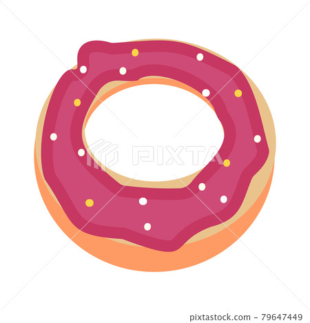 Realistic round donut on white background - Vector 79647449