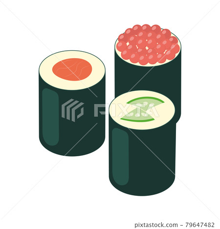 Realistic fish rolls, the national Japanese dish - Vector Realistic fish rolls, the national Japanese dish - Vector 79647482