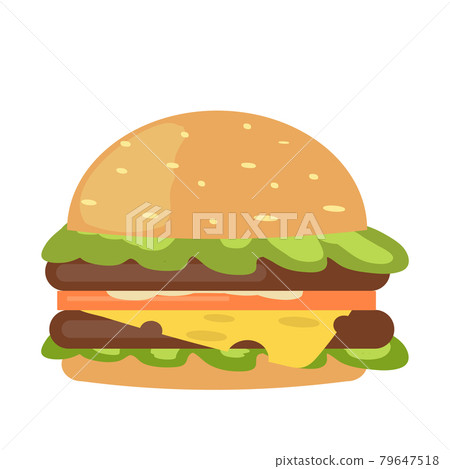 Realistic big hamburger on white background - Vector Realistic big hamburger on white background - Vector 79647518