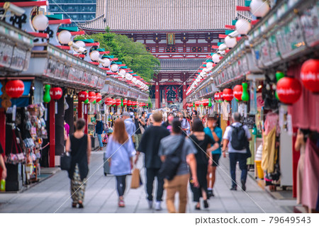 日本東京城市景觀第四次宣言的第一天......突變株感染爆炸......奧運會“瘋狂”......淺草寺的人們......= 7月12日 79649543