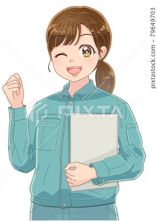 一位年輕的技術人員穿著工作服的插圖 79649703
