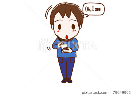 <Whole body / front> A boy who makes notes while nodding <Whole body / front> A boy who makes notes while nodding 79649905