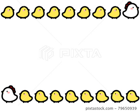 Parent-child illustration material of marching chicken and chick 79650939