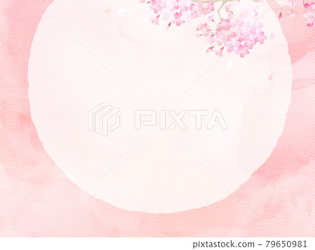 Cherry blossom watercolor frame material 79650981