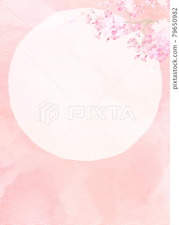 Cherry blossom watercolor frame material 79650982