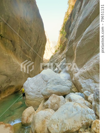 Trekking along the Lycian trail in the canyon of Harmony, near the town of Goynuk 79651131