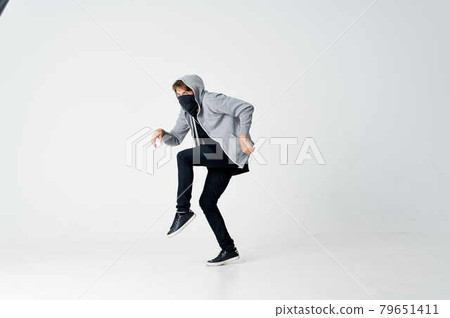 man thief hides his face crime hacker gangster man thief hides his face crime hacker gangster 79651411