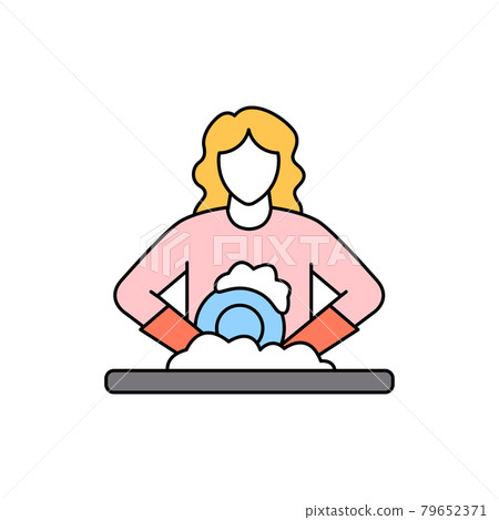 Wash dishes color line icon. Pictogram for web page, mobile app 79652371