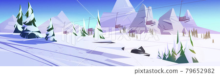 Winter landscape with ski lift chairs in mountains Winter landscape with ski lift chairs in mountains 79652982