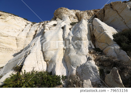 chalk cliffs and grottoes in Rosh Hanikra on the Mediterranean Sea on the border of Israel and Lebanon chalk cliffs and grottoes in Rosh Hanikra on the Mediterranean Sea on the border of Israel and Lebanon 79653156