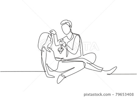 Drawing a continuous line of romantic couple Vector Image