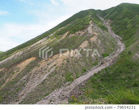 從大分縣楠郡九重町田野諏毛森越分部看到的水俁山 從大分縣楠郡九重町田野諏毛森越分部看到的水俁山 79654231