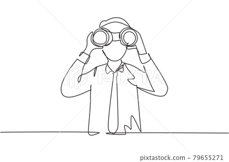 Single continuous line drawing young businessman looking through binoculars searching for job. Find all opportunities in the world of suitable jobs. One line draw graphic design vector illustration Single continuous line drawing young businessman looking through binoculars searching for job. Find all opportunities in the world of suitable jobs. One line draw graphic design vector illustration 79655271
