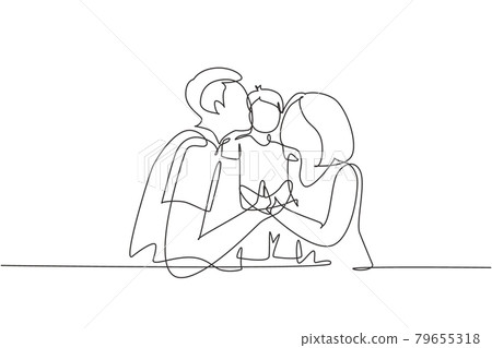 Continuous one line drawing romantic kiss Vector Image