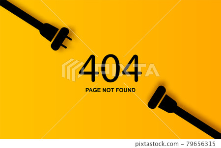 Modern vector illustration of 404 error page vector template for website, Electric Plug and Socket unplugged. Concept of Electrical theme web banner, disconnection, loss of connect. yellow 79656315