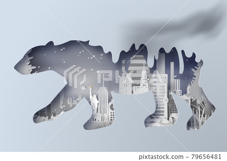 Polar bear shape curve melting ice design paper... - Stock Illustration  [79656481] - PIXTA