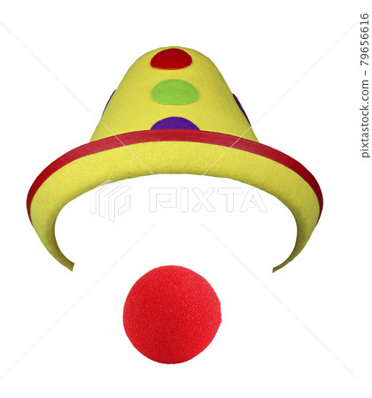 Clown hat and nose isolated on white 79656616