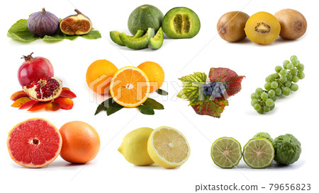 Southern fruits set isolated on white Southern fruits set isolated on white 79656823