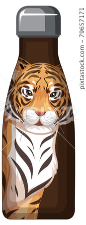 A brown thermos bottle with tiger pattern 79657171