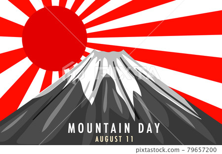 Mountain Day in Japan on August 11 banner with Mount Fuji Mountain Day in Japan on August 11 banner with Mount Fuji 79657200