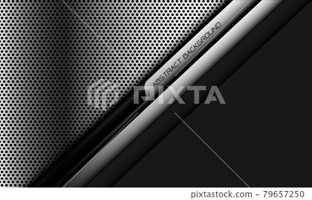 Abstract silver circle mesh black cyber line slash with grey blank space design modern futuristic background vector illustration. Abstract silver circle mesh black cyber line slash with grey blank space design modern futuristic background vector illustration. 79657250