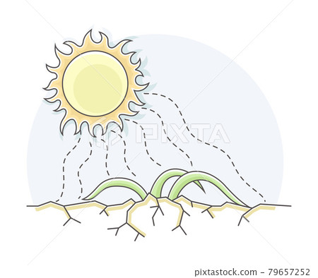 Arid Land and Drought as Natural Cataclysm Line Vector Illustration Arid Land and Drought as Natural Cataclysm Line Vector Illustration 79657252