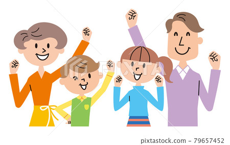 good luck! Illustration of a family of four in a pose 79657452