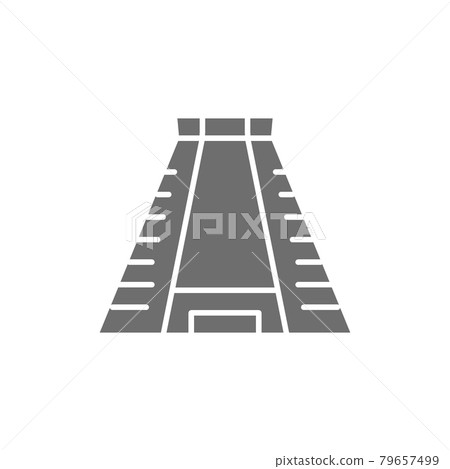 Chichen Itza, ancient mayan pyramid grey icon. 79657499