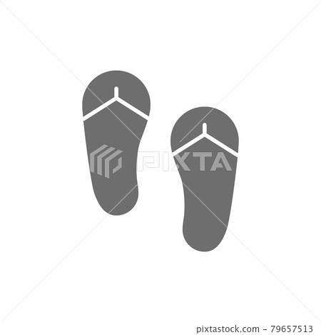 Vector flip flops, summer shoes grey icon. Vector flip flops, summer shoes grey icon. 79657513