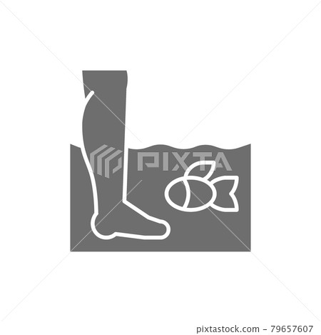 Garra Ruf fish massage, fish spa pedicure grey icon. 79657607