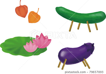 盂蘭盆節夏季七月八月日式神馬精神牛茄子黃瓜荷花插畫素材套裝 盂蘭盆節夏季七月八月日式神馬精神牛茄子黃瓜荷花插畫素材套裝 79657893
