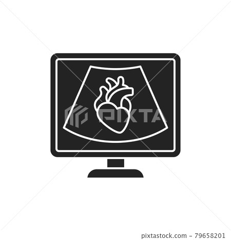 Echocardiogram machine black glyph icon. Medical and scientific concept. Pictogram for web, mobile app, promo. Echocardiogram machine black glyph icon. Medical and scientific concept. Pictogram for web, mobile app, promo. 79658201