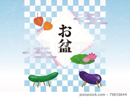 盂蘭盆節 夏季七月八月日本精神馬精神牛水彩觸摸手繪模擬背景插圖 79658644