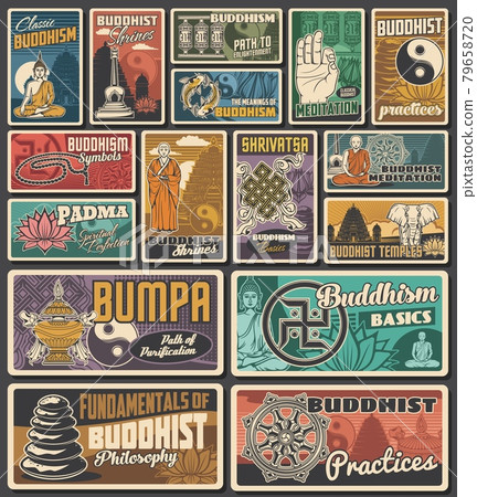Buddhism spiritual practice, religion retro banner Buddhism spiritual practice, religion retro banner 79658720