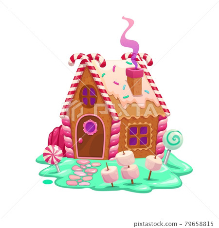 Gingerbread house with candies and marshmallows Gingerbread house with candies and marshmallows 79658815
