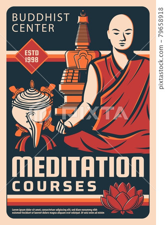 Buddhist religion meditation courses poster 79658918