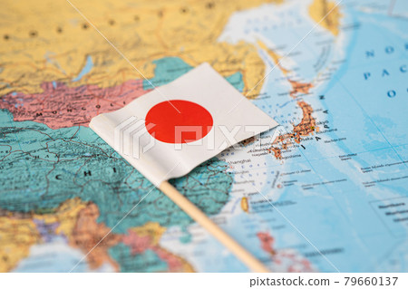 Bangkok, Thailand - February 7, 2021; Japan flag on world map background. 79660137