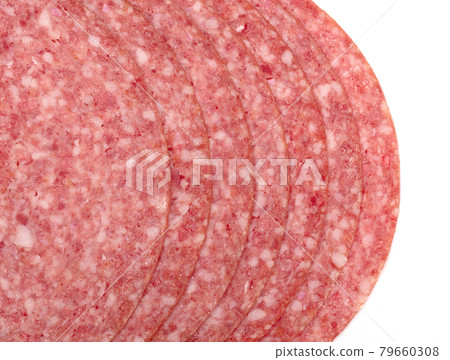 Slices of smoked sausage salami Slices of smoked sausage salami 79660308