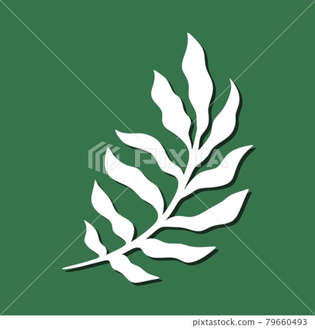 Decorative plant element. White object on a green background. The theme of nature, flowers. Template for plotter laser cutting of paper, metal engraving, wood carving, plywood. Vector illustration. 79660493