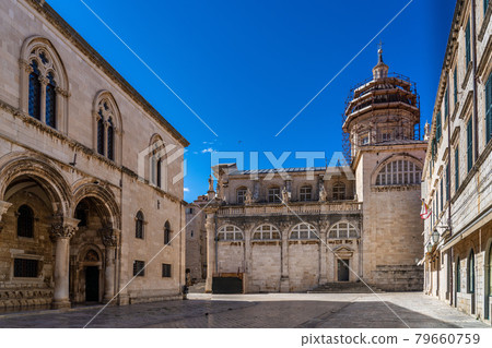 Baroque building of the Assumption Cathedral of Dubrovnik, Croatia. 79660759