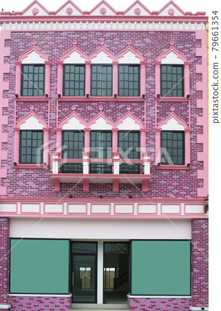 The windows of the building are colorful. The windows of the building are colorful. 79661354