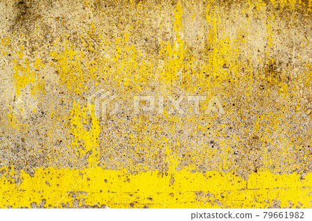 yellow paint pattern on old concrete wall yellow paint pattern on old concrete wall 79661982