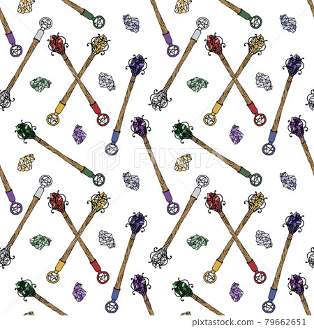 Seamless pattern with hand drawn colorful... - Stock Illustration ...