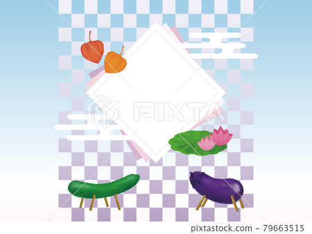 Obon Obon Summer July August Japan Spirit Horse Spirit Cow Watercolor Frame Background Copy Space Illustration 79663515