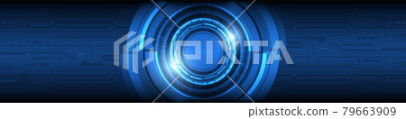 Abstract overlap circle digital, smart lens technology with light effect, circuit board background, blank space 79663909