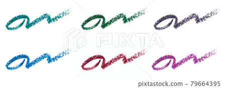 Set of beauty product swatches various form. Eye liner smears. Eye pencil strokes collection isolated on white background 79664395