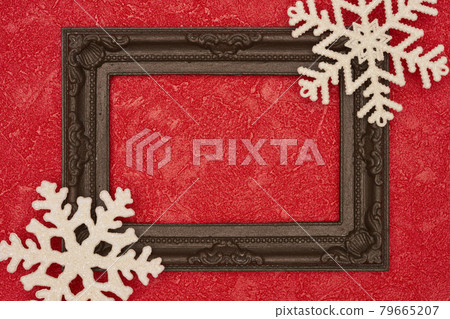 Picture frame and snowflake red wallpaper 79665207