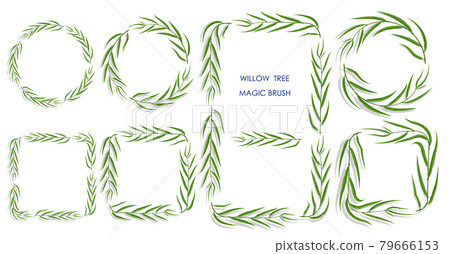 willow tree brush with green leaves. Realistic brush for decorating frames, invitation cards. Vector willow tree brush with green leaves. Realistic brush for decorating frames, invitation cards. Vector 79666153
